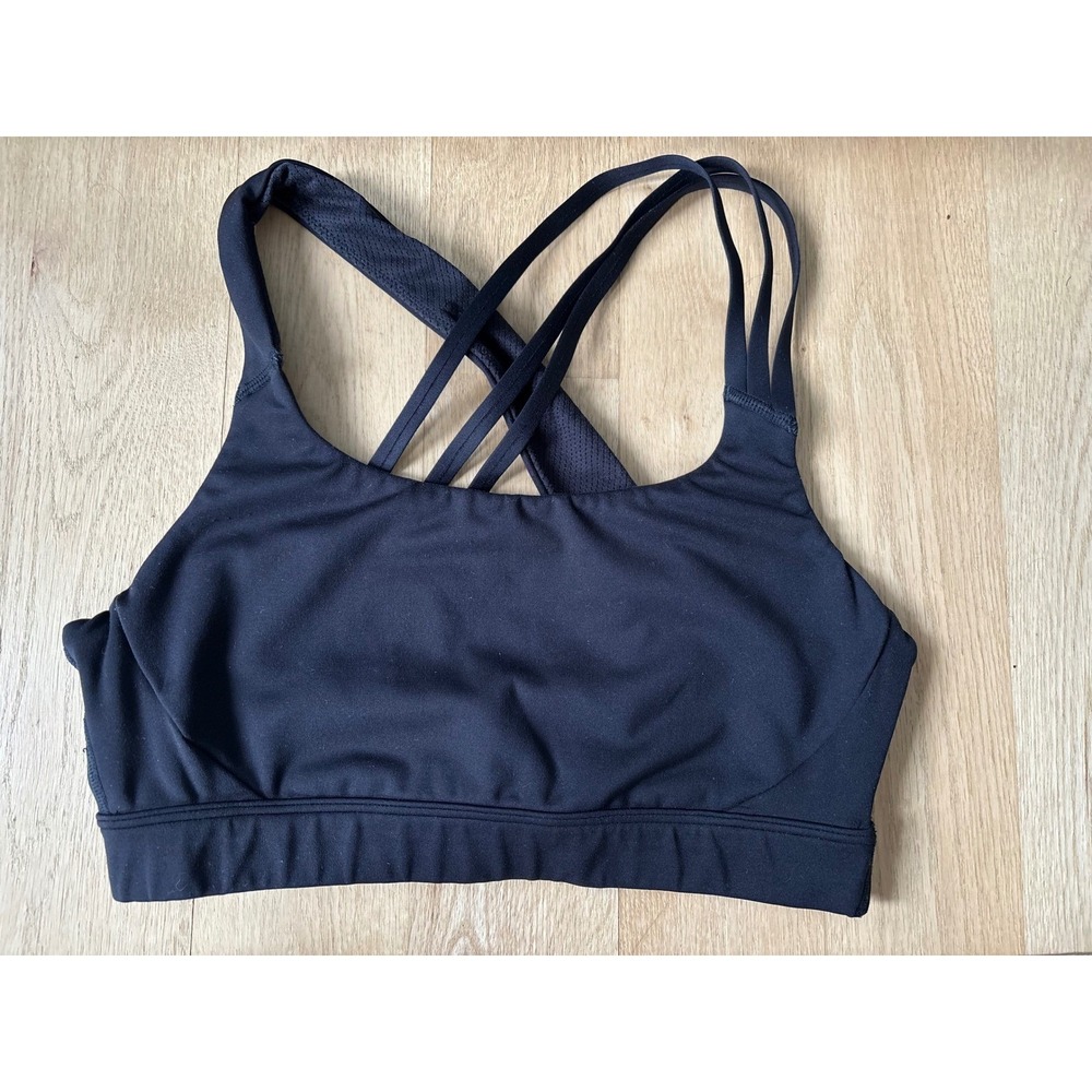 Athleta Black Run Free A-C Strappy Sports Bra‎ Medium Support Workout Small